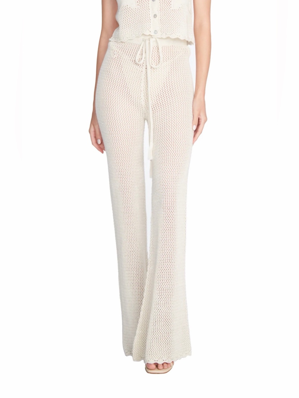 NWT - Capittana Raffa Ivory Knit Scalloped Swim Cover-Up Pants - Picture 3 of 7